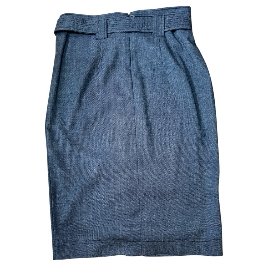 NY&Co 7th Avenue Tailored Utility Blue Pencil Skirt Cargo Pockets Belted Size 4 - Picture 9 of 10